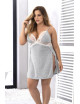 Nuisette en coton grise grande taille fendue sur les côtés et finition dentelle blanche - MAL7313XGREY Mapalé 