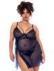 Nuisette grande taille bleu nuit et string - MAL7555XMNBL Mapalé 