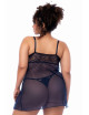 Nuisette grande taille bleu nuit et string - MAL7555XMNBL Mapalé 