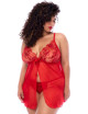 Nuisette ouverte grande taille rouge et string assorti - MAL7559XRD Mapalé 