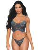 Bustier dentelle florale et résille avec strass et string assorti - DG13492BLU Dreamgirl 