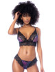 Ensemble 2 pièces imprimé floral noir et violet - MAL8864NBFY Mapalé 