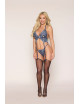 Soutien porte jarretelles et string en dentelle florale bleue - DG13522BLU Dreamgirl 