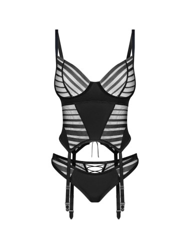 Lune Bellis corset et string - Noirs Obsessive Exquisite 