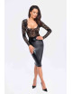 F295 Euphoria Robe midi en dentelle et wetlook Noir Handmade 