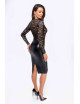 F295 Euphoria Robe midi en dentelle et wetlook Noir Handmade 