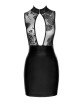 F241 Short dress with powerwetlook skirt and tulle top Noir Handmade 