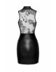 F241 Short dress with powerwetlook skirt and tulle top Noir Handmade 