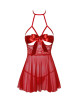 Sexy Kiss 247 babydoll et ruban de satin - Rouge Kissable par Noir Handmade 