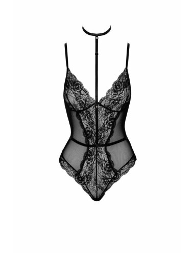 First Kiss 248 body en dentelle avec collier - noir Kissable par Noir Handmade 