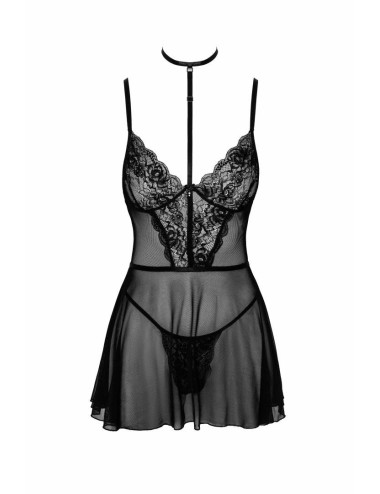 First Kiss 249 babydoll et collier - noire Kissable par Noir Handmade 