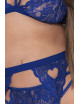 Ensemble 3 pièces bleu grande taille soutien-gorge string porte-jarretelles - MAL8221XBLU Mapalé 