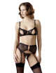 Soutien-gorge dentelle, porte-jarretelles et string ouvert noir - R2213052 COTTELLI & DIVERS 