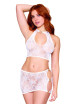 Ensemble 2 pièces top et jupe en résille fantaisie blanche - DG13309WHT Dreamgirl 