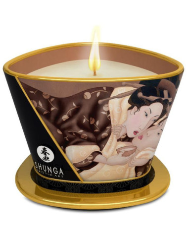 Bougie de massage lueur et caresses - Excitation Chocolat enivrant Shunga 