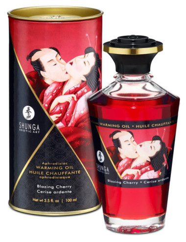 Huile chauffante aphrodisiaque - Cerise ardente 100ml Shunga 