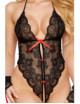 Bodystring noir ouvert à l'entrejambe avec menottes assortis - DG13685BLK Dreamgirl 