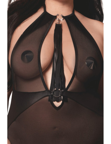 Nuisette grande taille avec porte jarretelles et fouet - DG13704XBLK Dreamgirl 