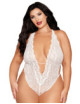 Ensemble 2 pièces grande taille, body dentelle blanc et chainettes bijou de corps perles blanches - DG13697XWHT Dreamgirl 