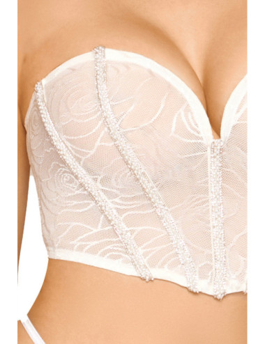 Bustier blanc avec perles et strass, bretelles transparentes amovibles - DG13669WHT Dreamgirl 