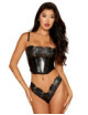 Bustier noir avec armatures en simili cuir, string assorti - DG13655BLK Dreamgirl 