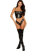 Bustier noir avec armatures en simili cuir, string assorti - DG13655BLK Dreamgirl 