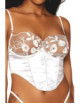 Bustier blanc avec armatures, en satin et dentelle florale - DG13262WHT Dreamgirl 