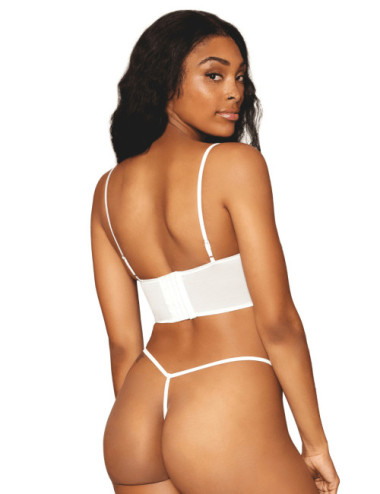 Bustier blanc avec armatures, en satin et dentelle florale - DG13262WHT Dreamgirl 