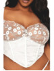 Bustier blanc avec armatures grande taille, en satin et dentelle florale - DG13262XWHT Dreamgirl 