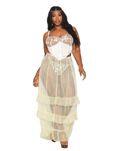 Bustier blanc avec armatures grande taille, en satin et dentelle florale - DG13262XWHT Dreamgirl 