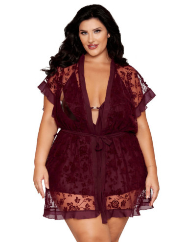 Nuisette et peignoir grande taille couleur aubergine