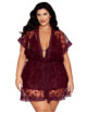 Nuisette et peignoir grande taille couleur aubergine - DG13666XCHE Dreamgirl 