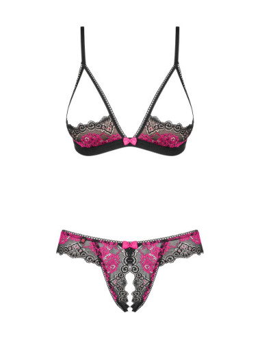 Tulia Ensemble ouvert 2 pcs - Noir et Fuchsia Obsessive 