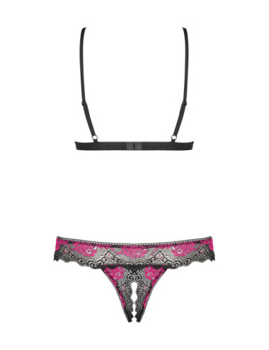 Tulia Ensemble ouvert 2 pcs - Noir et Fuchsia Obsessive 