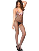 Bodystocking noir résille avec noeud satin rose et ouvert à l'entre-jambes - ML1622BKP Music Legs 