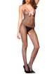 Bodystocking noir résille avec noeud satin rose et ouvert à l'entre-jambes - ML1622BKP Music Legs 