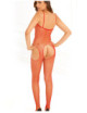 Bodystocking rouge filet ouvert devant et derrière - REN7002-RED René Rofé 