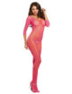 Bodystocking rose fluo résille ouvert à l'entre-jambes - DG0015HPK Dreamgirl 