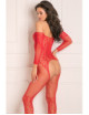 Bodystocking rouge effet body ouvert à l'entre-jambes et sur les fesses - REN7065-RED René Rofé 