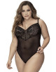 Body, grande taille, noir en dentelle et résille noire - MAL8795XBLK Mapalé 