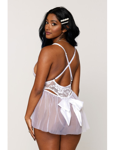 Body dentelle blanc avec tulle amovible Dreamgirl 