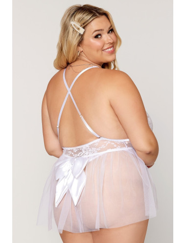 Body grande taille dentelle blanc avec tulle amovible Dreamgirl 