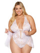 Body grande taille dentelle blanc avec tulle amovible Dreamgirl 