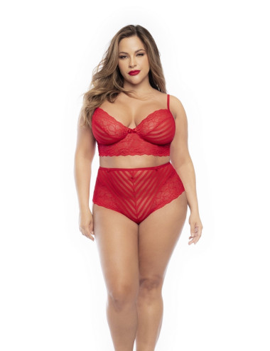 Ensemble lingerie, grande taille, deux pièces en dentelle rouge