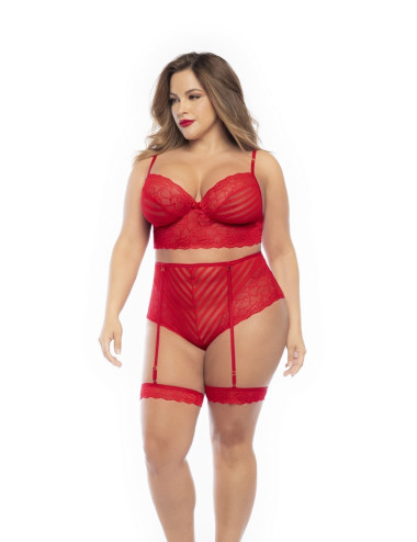 Ensemble lingerie, grande taille, deux pièces en dentelle rouge Mapalé 