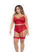 Ensemble lingerie, grande taille, deux pièces en dentelle rouge Mapalé 