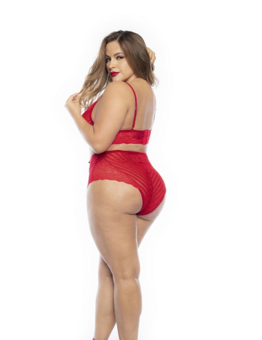 Ensemble lingerie, grande taille, deux pièces en dentelle rouge Mapalé 