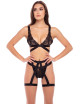 Ensemble pièces soutien-gorge, string et porte jarretelles - REN53022-BLK René Rofé 