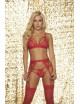 Ensemble 3 pièces (Soutien-gorge + String + Porte-jarretelle), Rouge Mapalé 