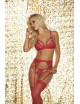 Ensemble 3 pièces (Soutien-gorge + String + Porte-jarretelle), Rouge Mapalé 